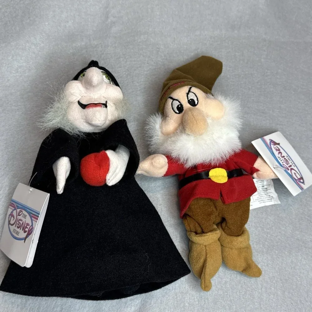 Snow White 7 Dwarfs Prince Witch Disney Store Bean Bag Plush Stuffed Set of 10 - Picture 15 of 16